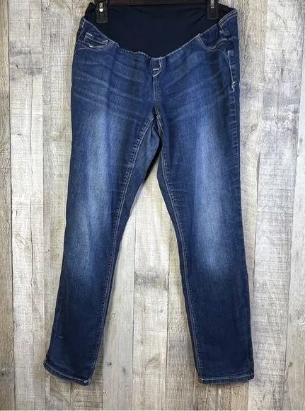 Evermore Denim Size XL Maternity Dark Blue Denim Jeans with Front Coin P…