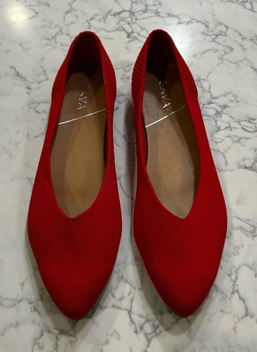 Sava by Softwalk Red Lea Knit Woman’s Pointes Toe Flats Size 39/8.5
