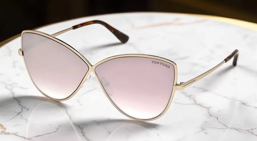 Tom Ford Elise-02 TF 569 28Z Cat-eye sunglasses rose gold metal frame pink mirrored lenses