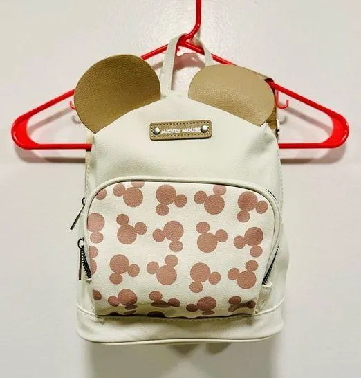 Minnie mouse mickey mouse back pack!! Tan & white Disney land purse! NWT!