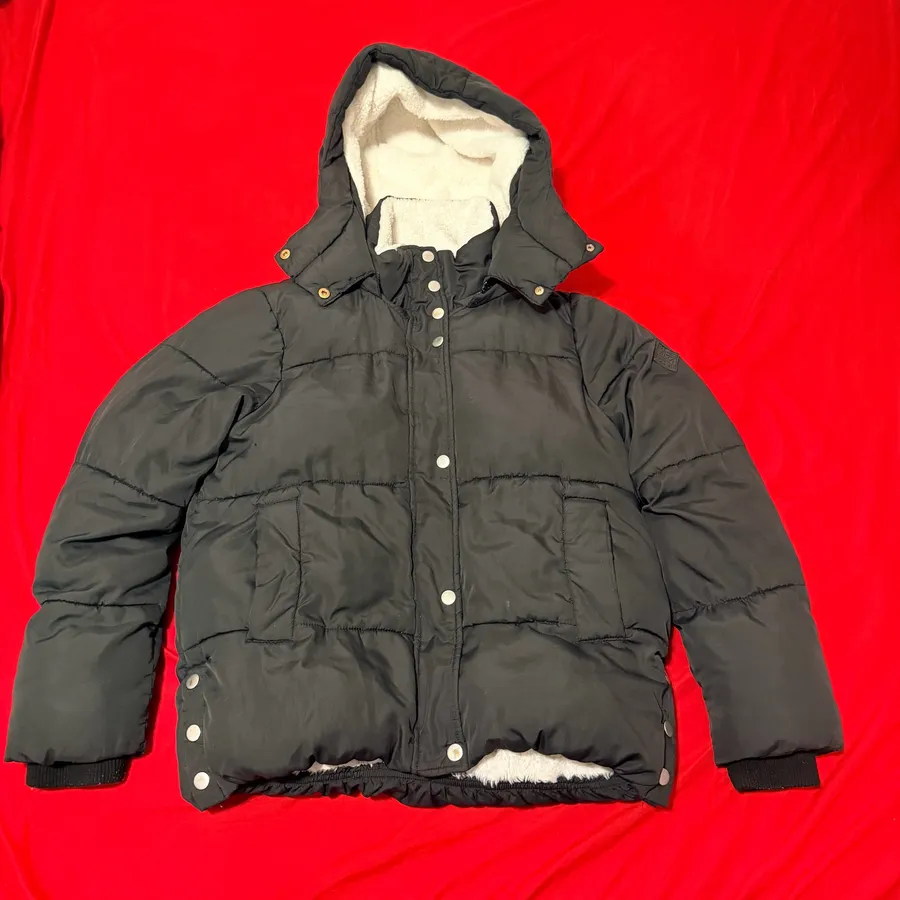 Steve Madden Faux Fur-Lined All-Weather Black Puffer Jacket Size S