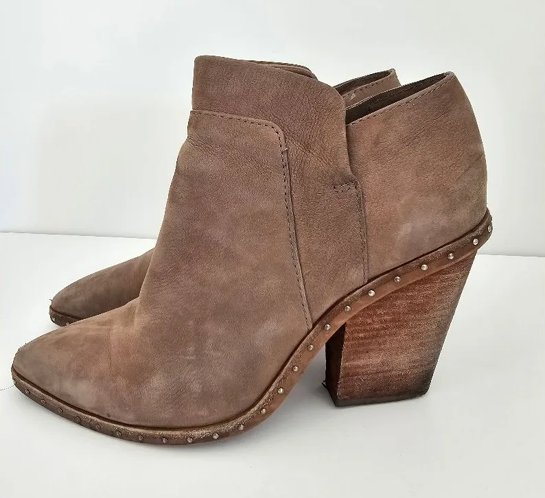 Mercer Edit Suede Studded Ankle Booties – Tan / Taupe – Size 8