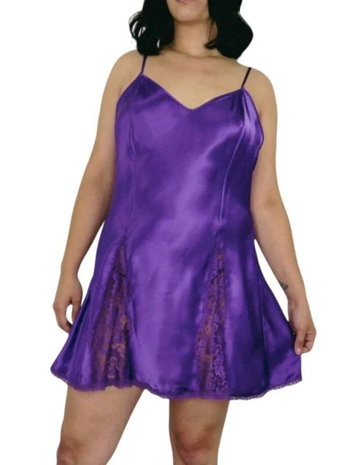 Vintage Victoria's Secret Gold Label Purple Lace Satin Slip Lingerie Large Sexy