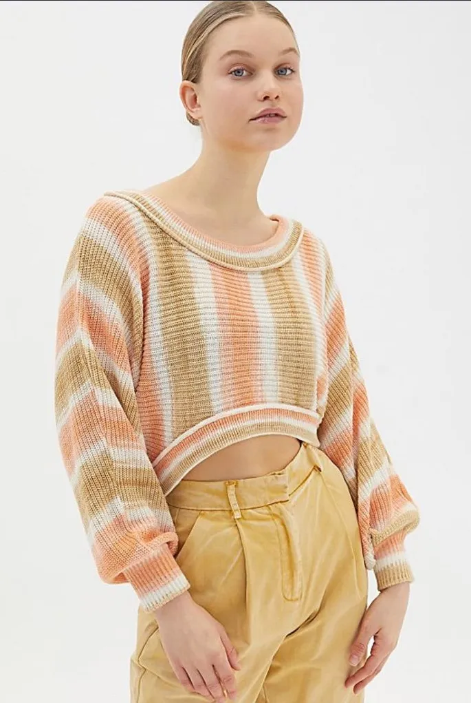 URBAN OUTFITTERS Uo Stella Slouchy Pullover Sweater In Neutral Multi Sz S ♣️