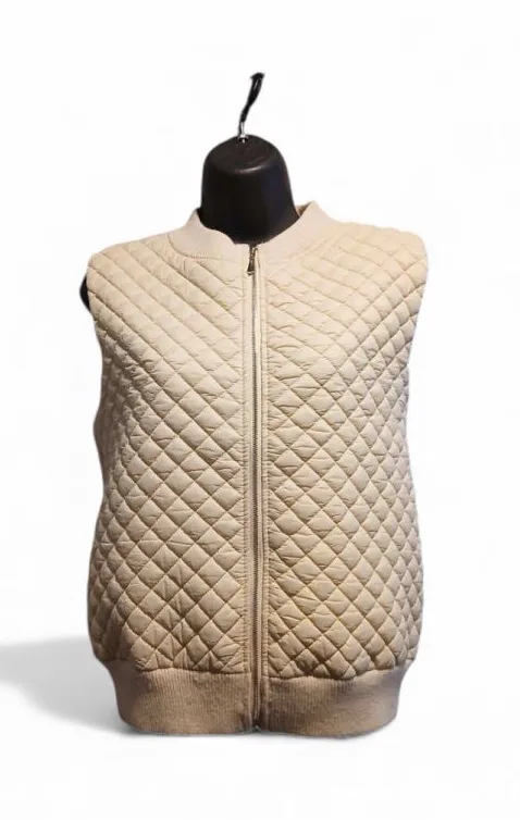 Sioni Women's Medium Quilted Ribbed Knit Athleisure Vest (JC163)