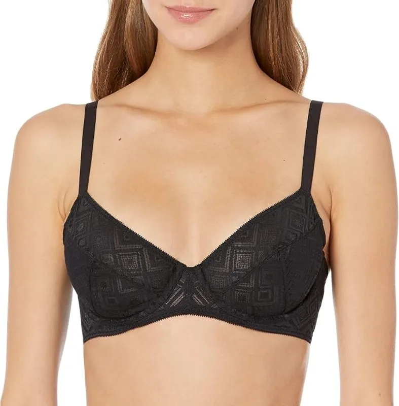 NWOT DKNY Black Lace Pure Unlined Underwired Bra Women's Size 36D