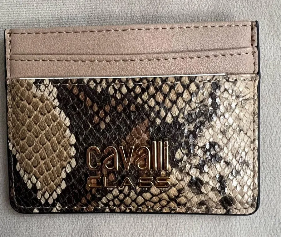 Cavalli Class Sici Signature Python Card Holder Wallet NWT