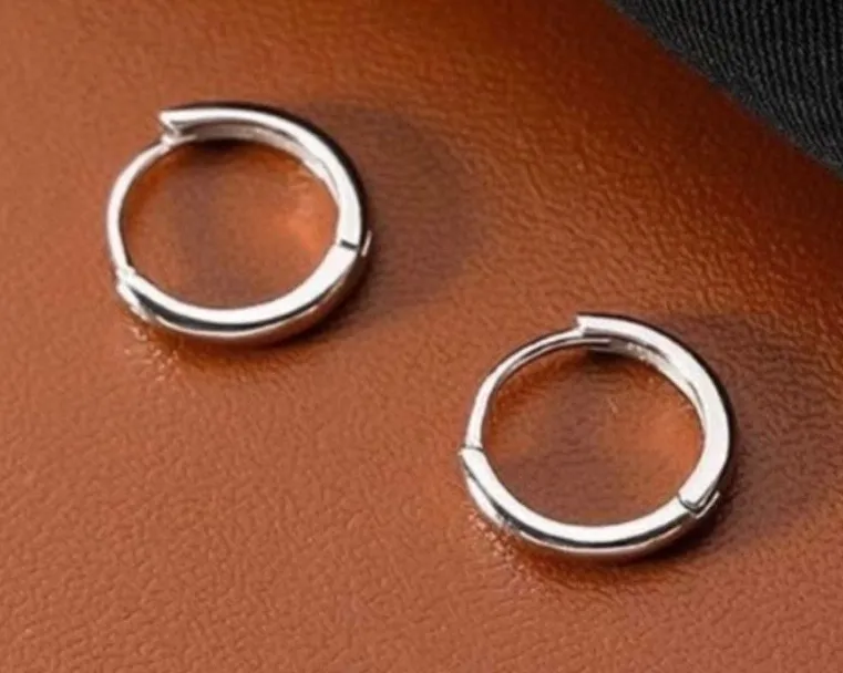 925 Silver Plated Small Hoop Earrings, 10mm Silver Hoop Earrings