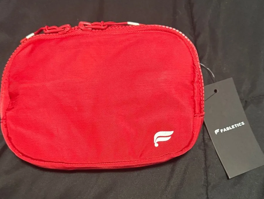 Fabletics Red Zip Travel Pouch Bag | New With Tags