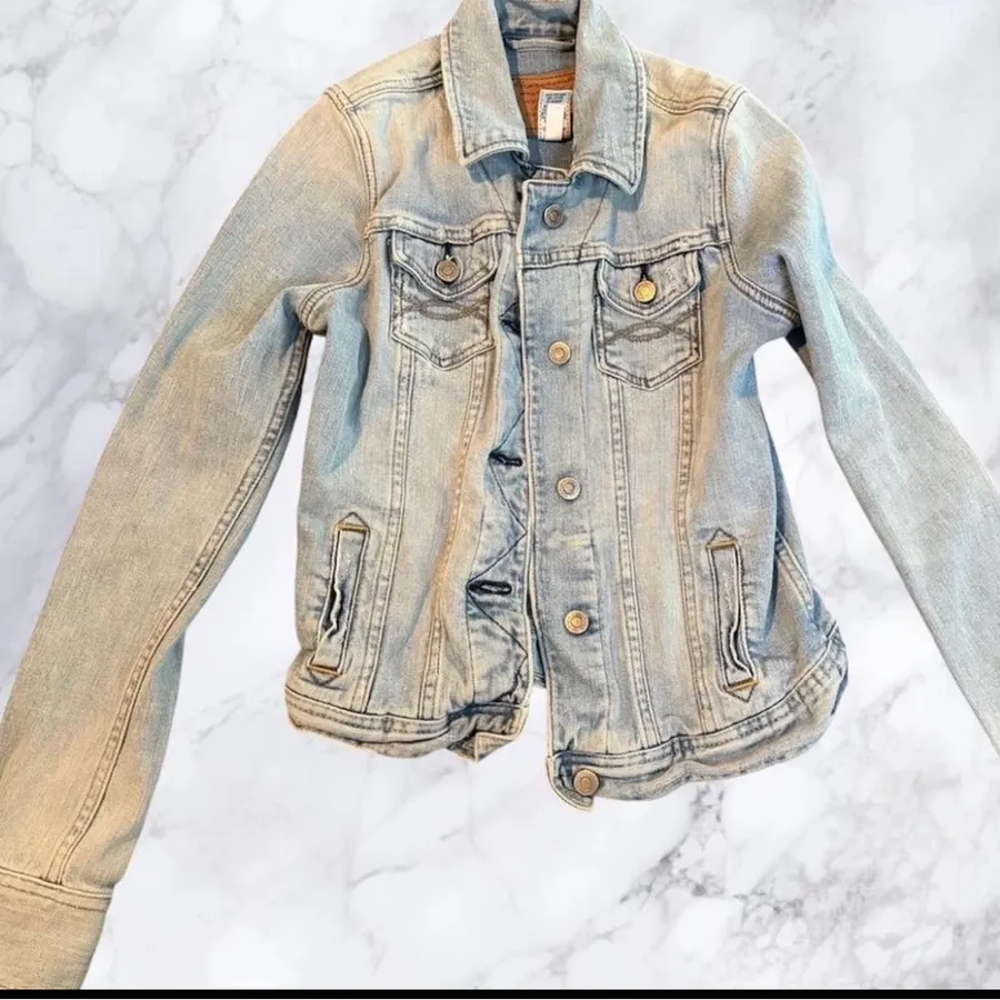 Abercrombie & Fitch 2008 Fitted Denim Jacket Small Light Wash Y2K