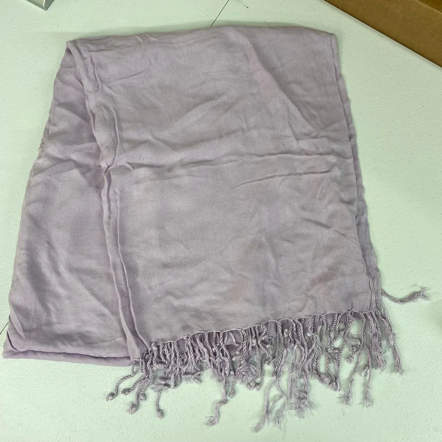 Vintage adult light purple thin knit wrap around scarf fashion basic tassel