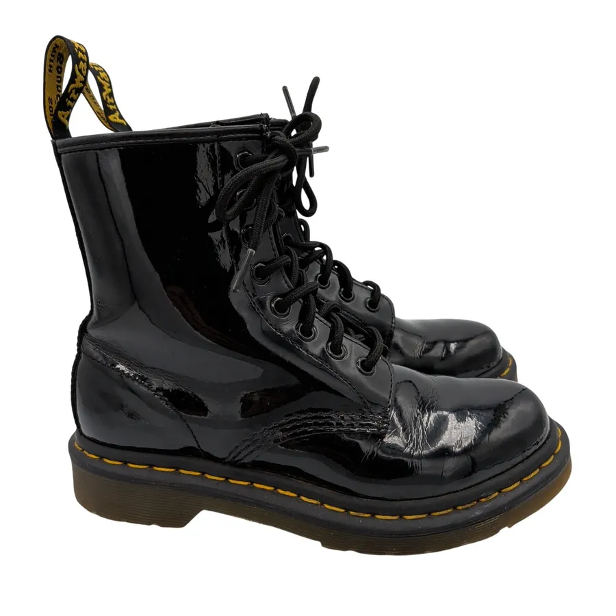 Dr. Martens 1460 W Black Patent Leather Lace Up Combat Boots Womens US 6 EU 37