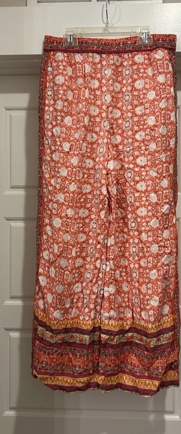 Philosophy Palazzo Pants Size Large Wide Leg Colorful Boho Print Beach Resort