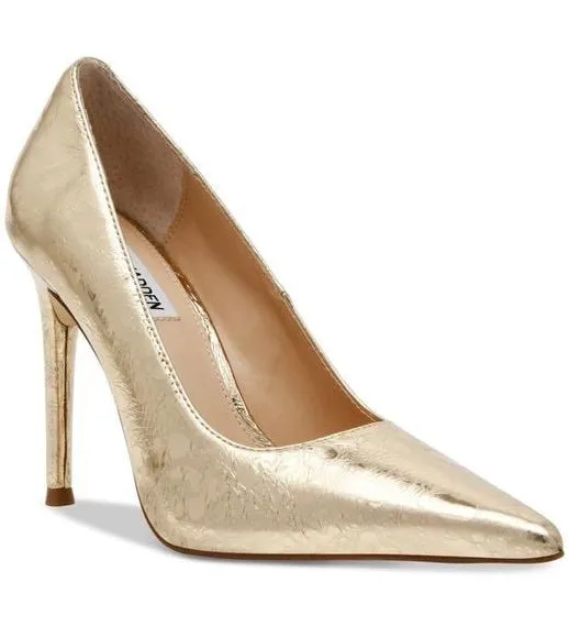 Steve Madden Reya Gold Metallic Leather Pointed Toe Pumps 7M $129