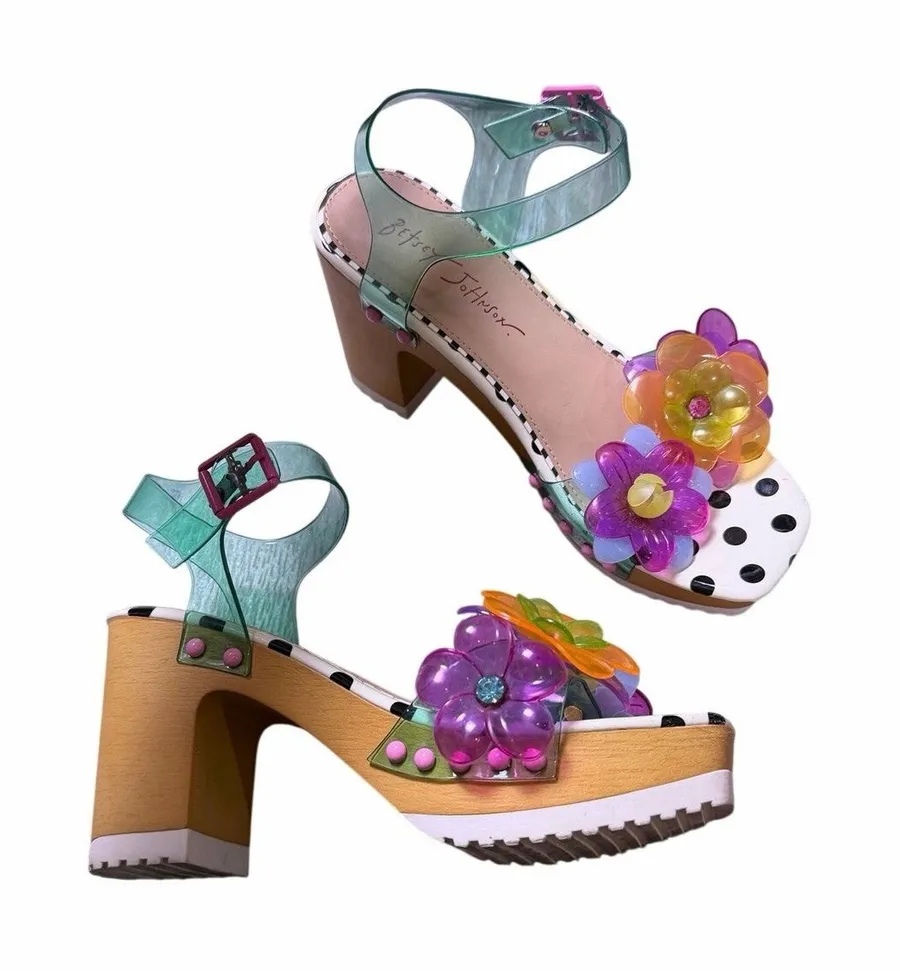 Betsey Johnson Floryn Flower-Embellished Platform Heeled Sandal