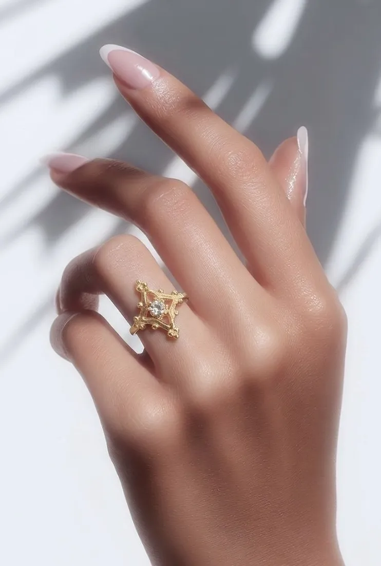 Gold Starburst Statement Ring