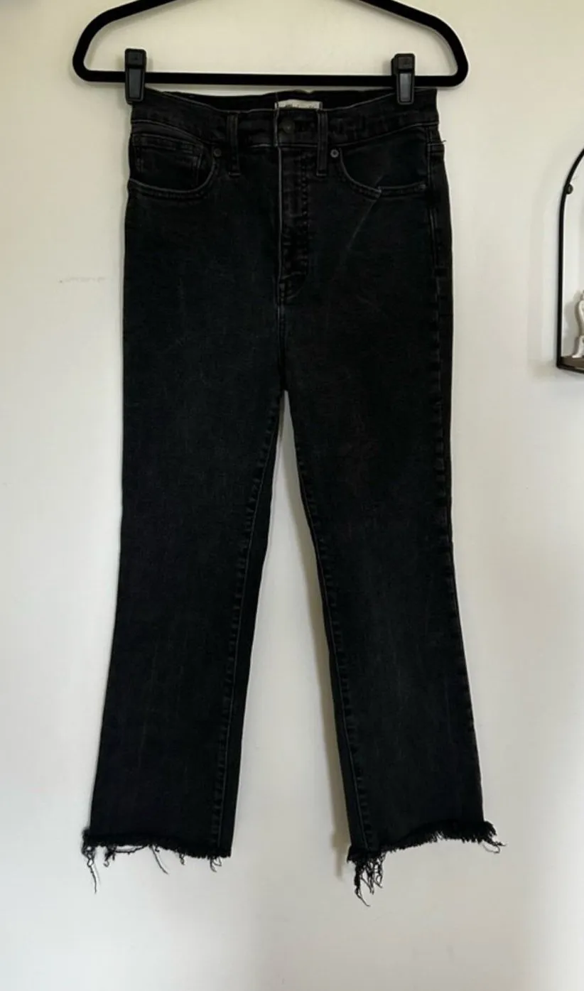 Madewell Cali Demi-Boot Jeans in Bayland Wash: Raw-Hem Edition Black Size 28