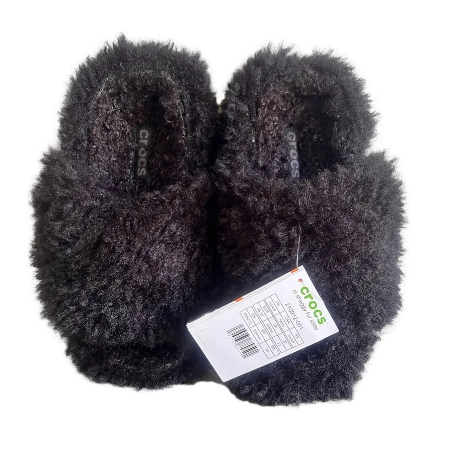 CROCS NEW Unisex CL Shaggy Fur Black Slide Shoe Size 6 or 4 #B1971