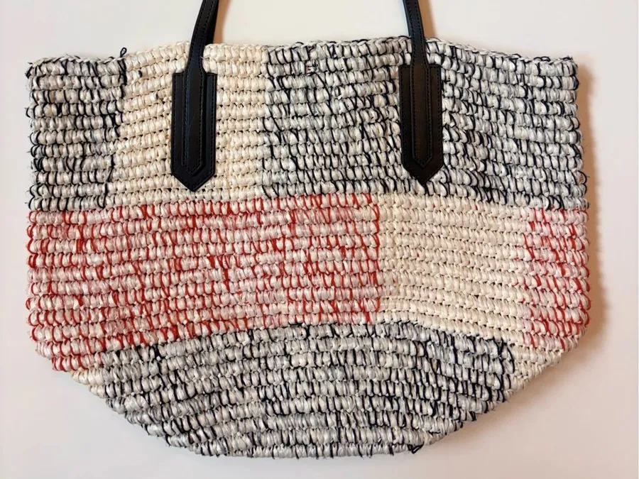 J.Crew Woven Straw Raffia Tote Bag Bird Tassel Beach Market Shopper NWOT