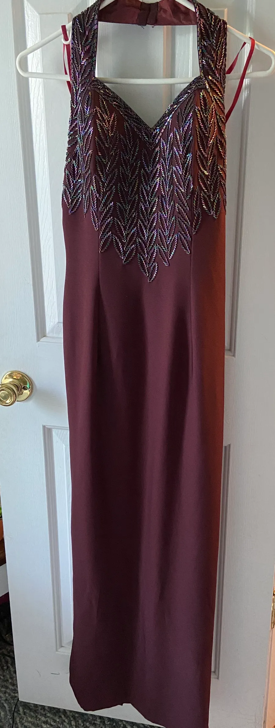 Vintage Beaded Burgundy Prom Dress Red Size 6