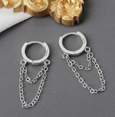 925 Silver Plated Tassel Chain Dangle Drop Earrings for Women