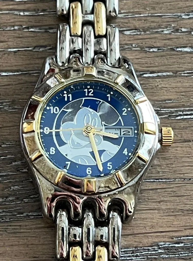 Vintage Spanish Disney Silver and Gold Tone Women's Watch