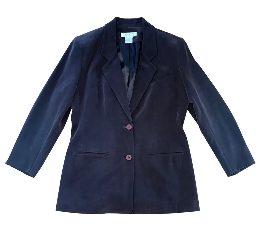 Chaus Petite 100% Silk Brown Blazer Jacket Womens 8P Fall Minimalist Petite