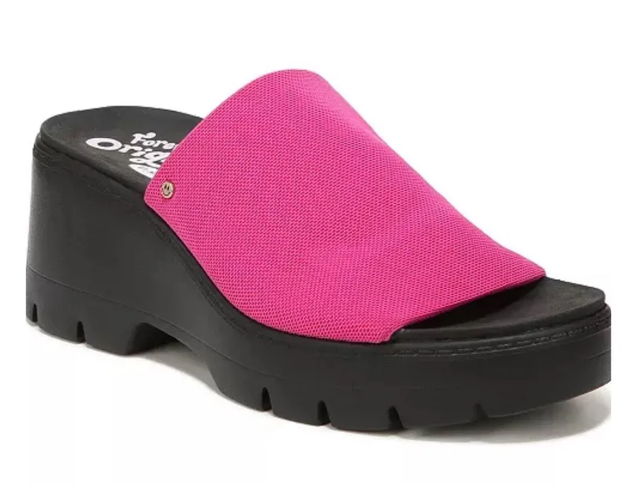Dr. Scholl's Women's Check Doubts Slide Platform Sandals In Pink NWOT - Size 8.5