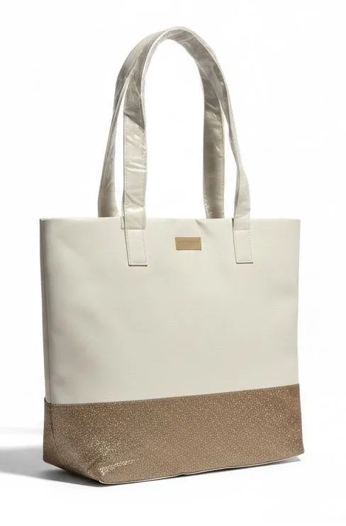 Jimmy Choo Parfums Cream and Gold Glitter Tote Bag Shoulder Bag Cream Gold