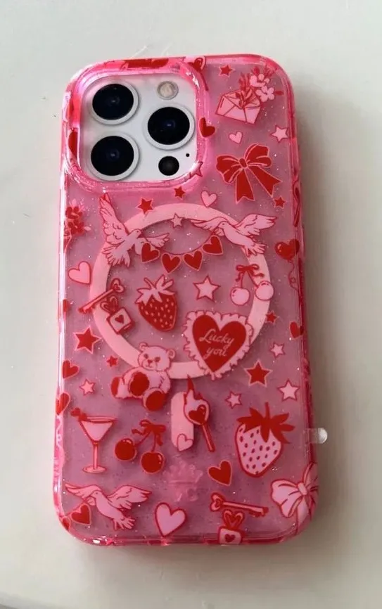 Velvet Caviar Phone Case Pink Heart Bow Glitter iPhone 16 Pro