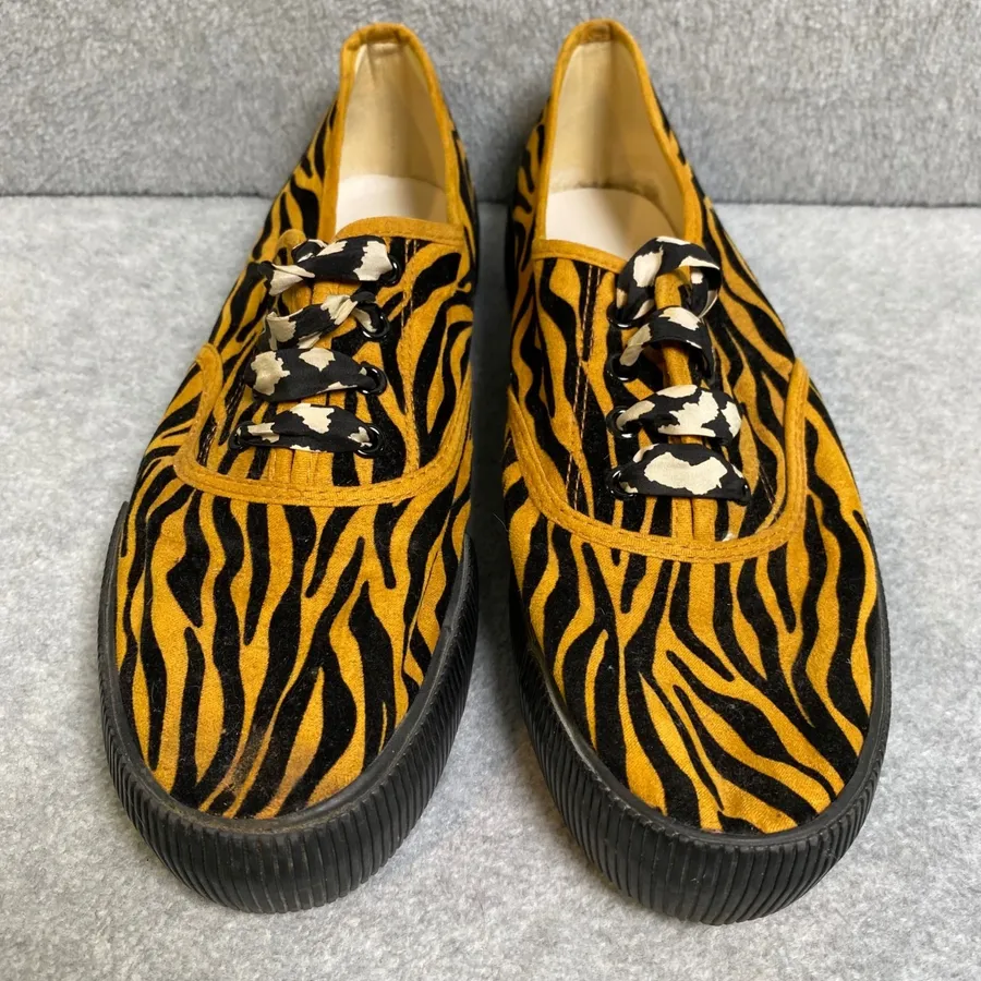 Monki Zebra Print Platform Sneaker Women's Size 9 Yellow Black Animal Lace FLAW