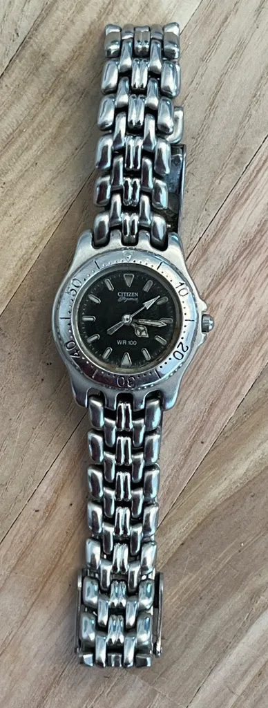 Citizen Elegance WR100 Vintage Watch Black Dial, Stainless Weight Bracelet