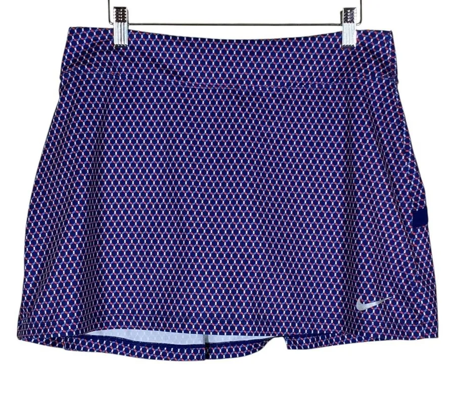 Nike Golf Dri-FIT Geometric Honeycomb Pleated Skort Blue Red Athletic Size M