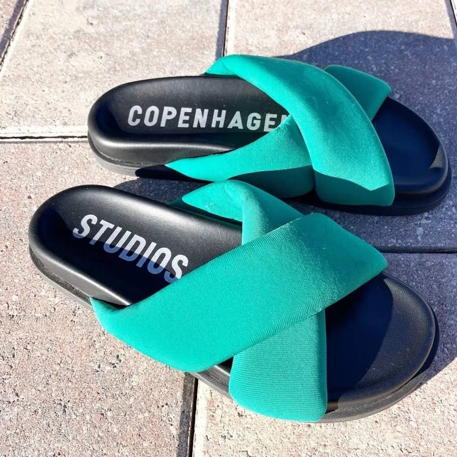 COPENHAGEN STUDIOS Green Textile Fiber Resortwear Vacation Tropical Sandals Green Size 6