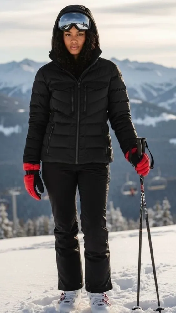 Obermeyer Resort Devon Duck Down Hooded Jacket Women's Size 16 Black Ski Snow
