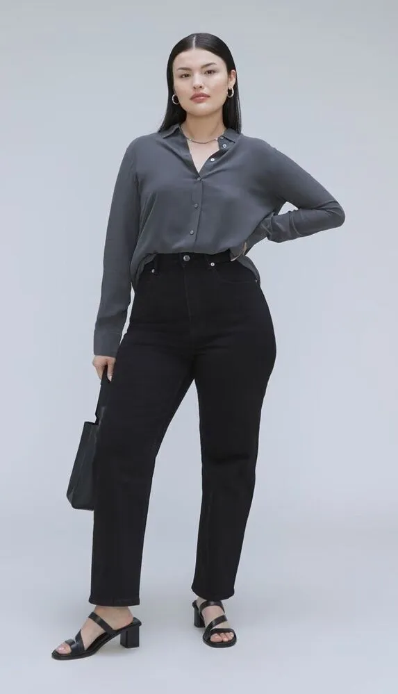 Everlane high rise black crop 31 sustainable normcore jeans