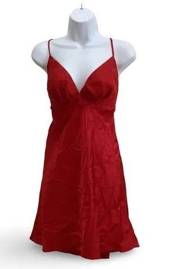 Vintage Dentelle Satin Chemise Red Size M