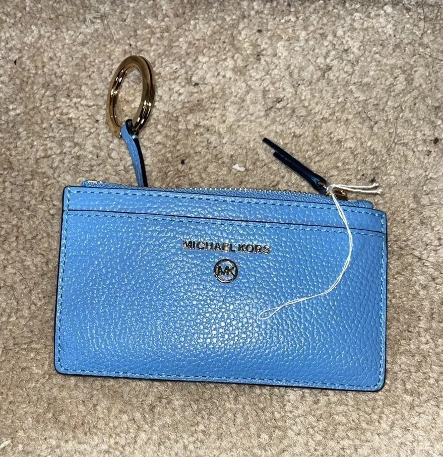Michael Kors Jet Set Charm Small Leather Zip Key Card Case - Pacific Blue