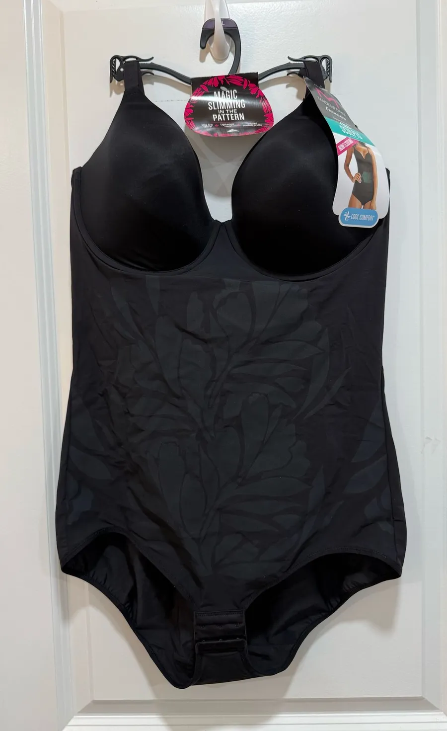 Maidenform FitSense Extra Firm Shaping Bodysuit Underwire Black FLSO75 Size XXL