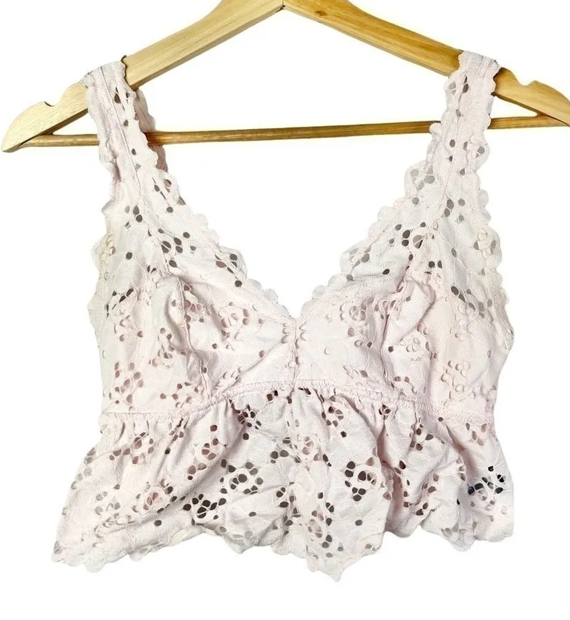 Aerie Light Pale Pink Unpadded Lace Bralette M