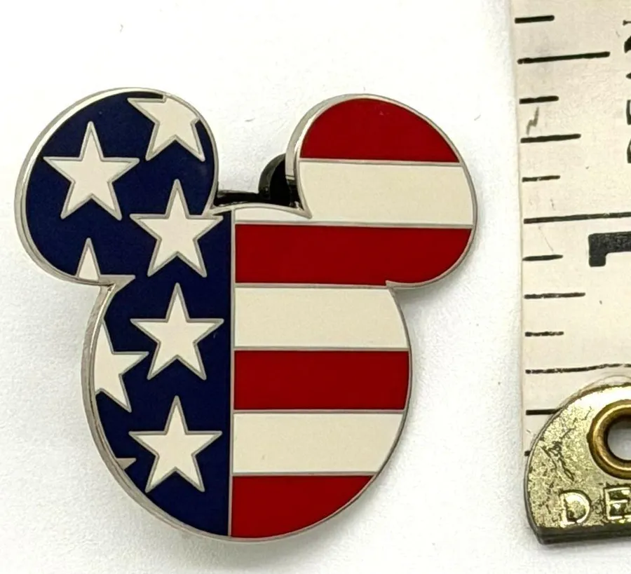 Vintage 2002 Disney Pin Trading Mickey Head USA Flag Patriotic Americana WDW