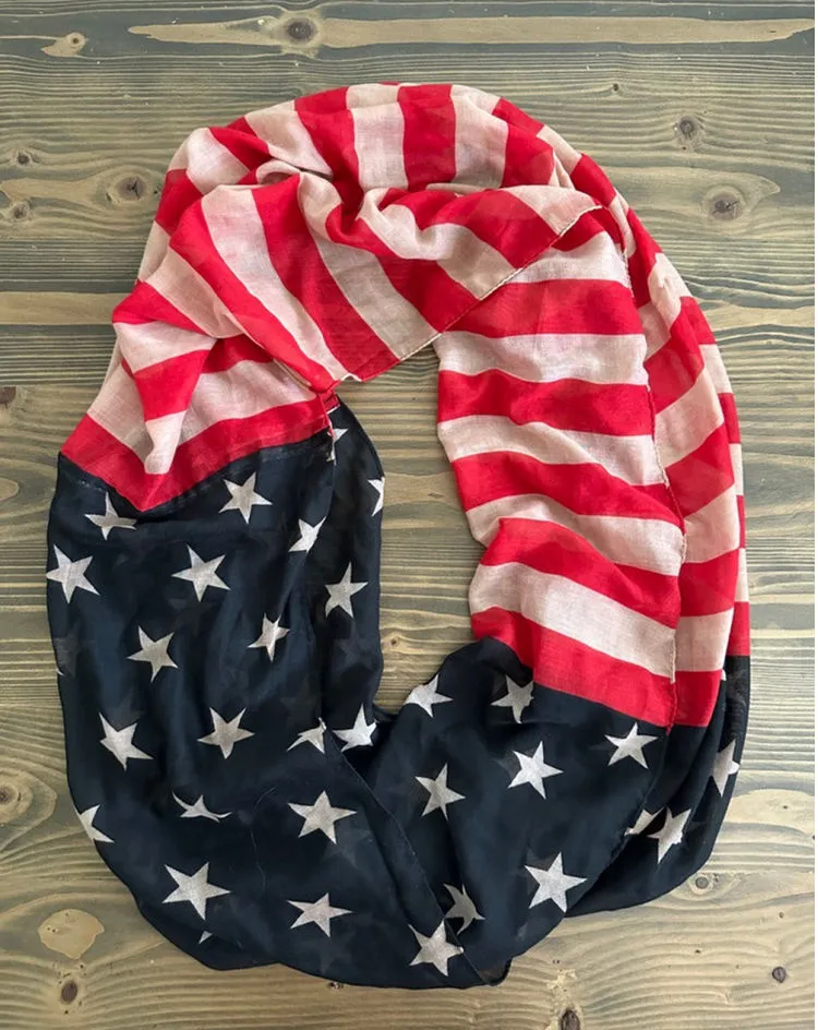 Women's American Flag Infinity Scarf One Size Red and Blue