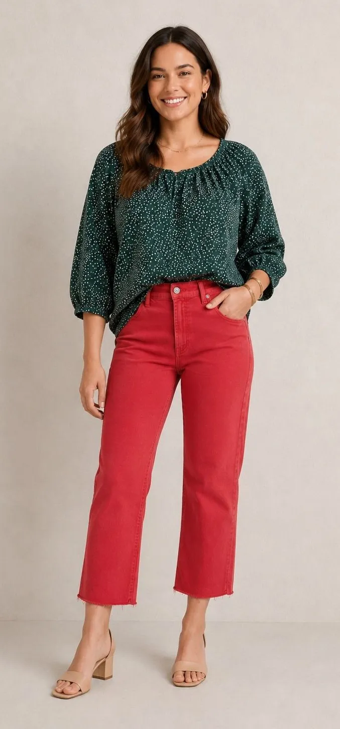 7 For All Mankind Alexa Wide Leg Cropped Jeans Red Raw Hem Boho Womens 30