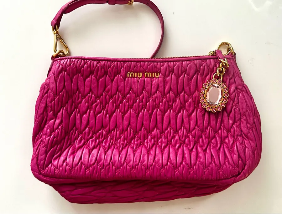 Miu Miu Pink Matelasse Napa Leather Shoulder Miu Miu Shoulder Bag w/ COA