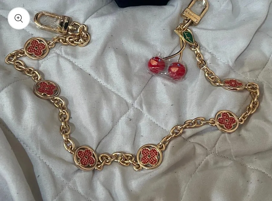 Cherry Bag Charm Gold