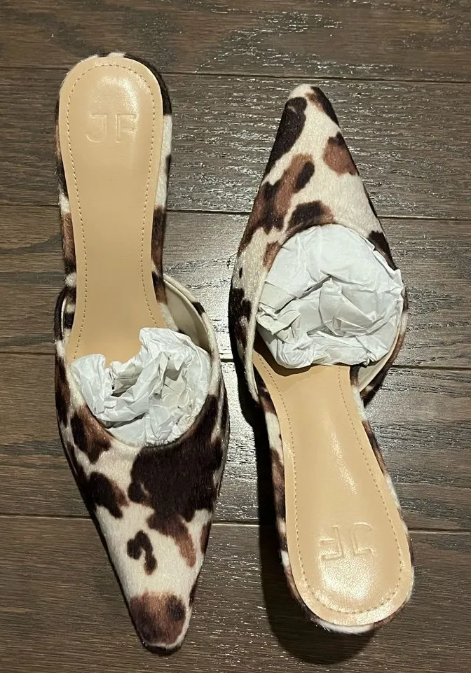 JustFab Brown and Cream Animal Print Heels