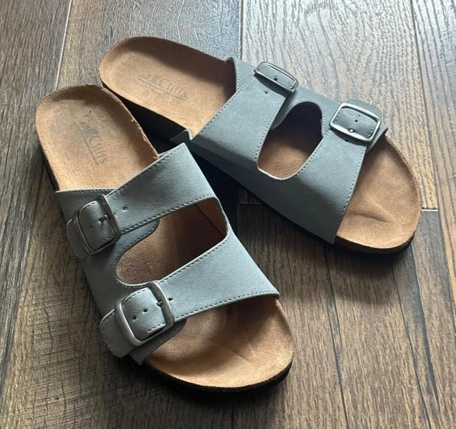 Cliffs Gray Slide Sandals with Double Straps Women's Size 11 Classic Neutral