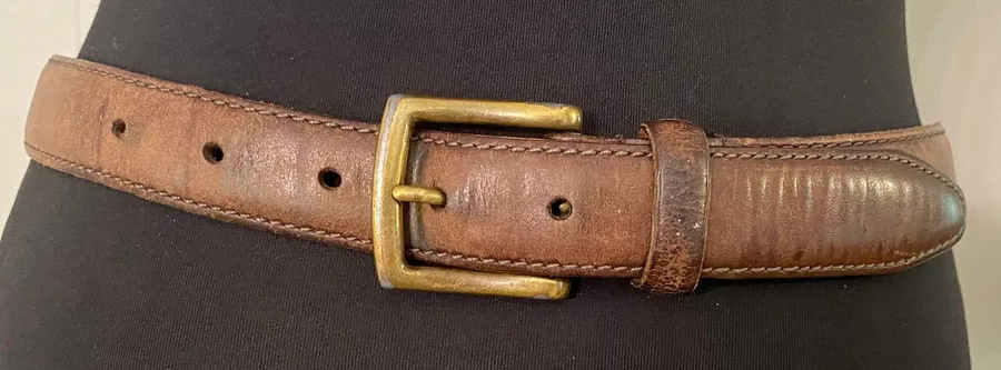 Thursday Everyday Brown Leather Belt Size 26 Brass Buckle Distressed Classic