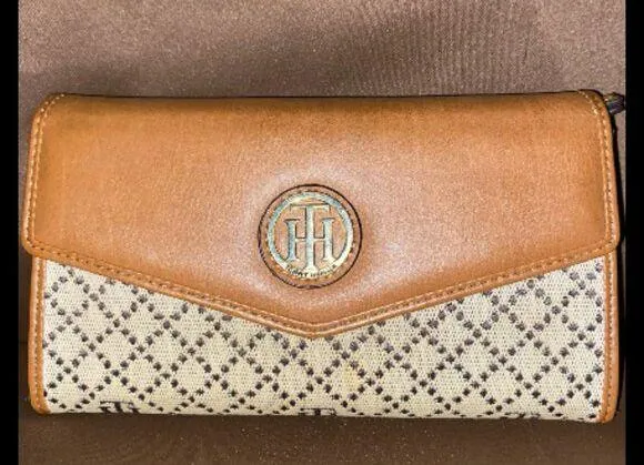 Tommy Hilfiger Gold-Tone Monogram Flap Wallet