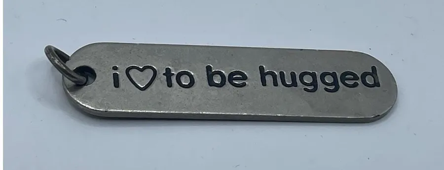 Vintage Russ I Love To Be Hugged Key Chain Silver
